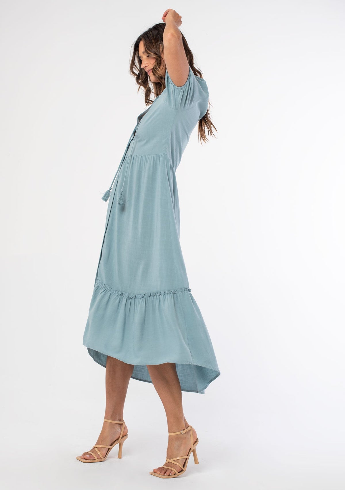 Hannah Button Front Midi Dress