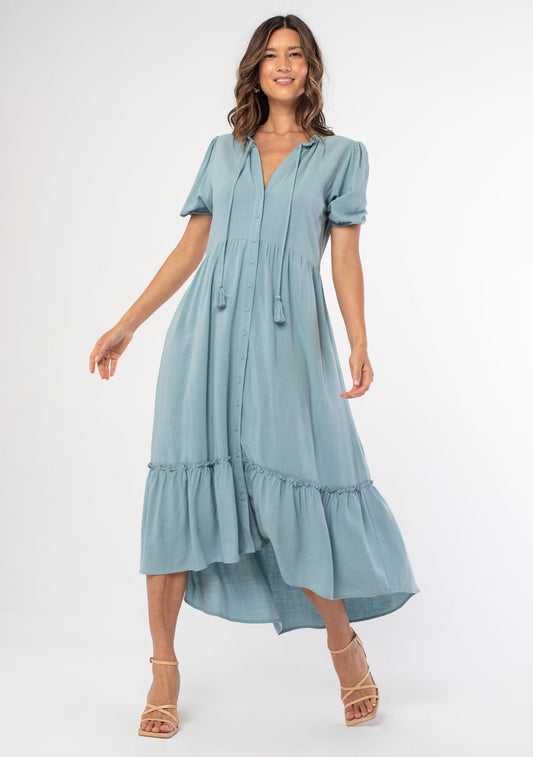 Hannah Button Front Midi Dress