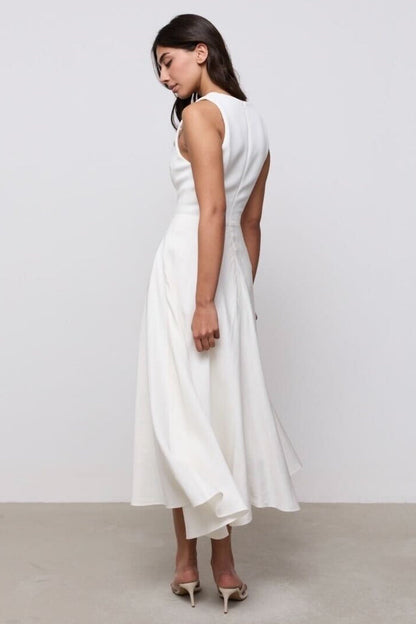 Linen Mix Midi Dress