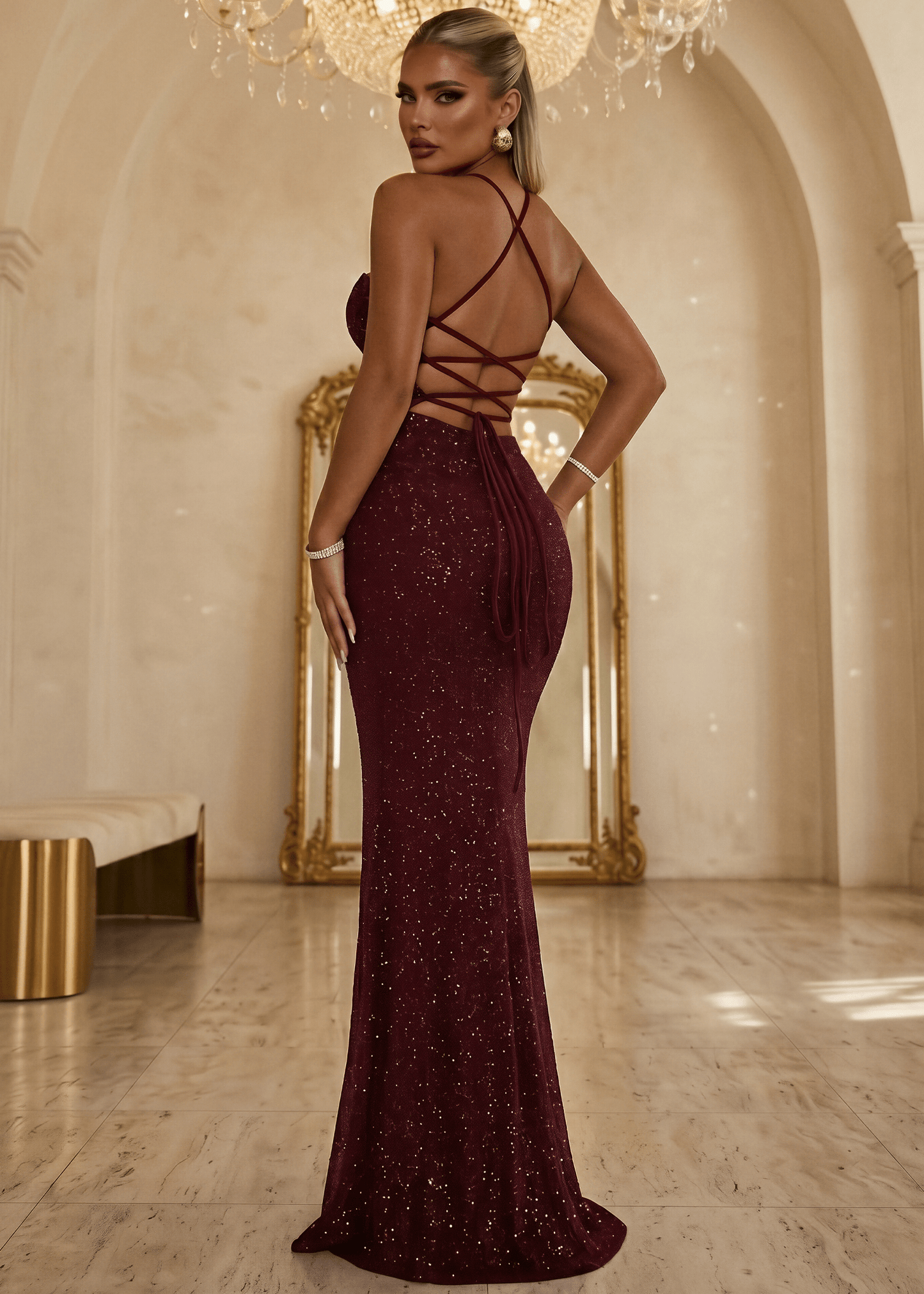 In The Spotlight Maxi Dress - Burgundy