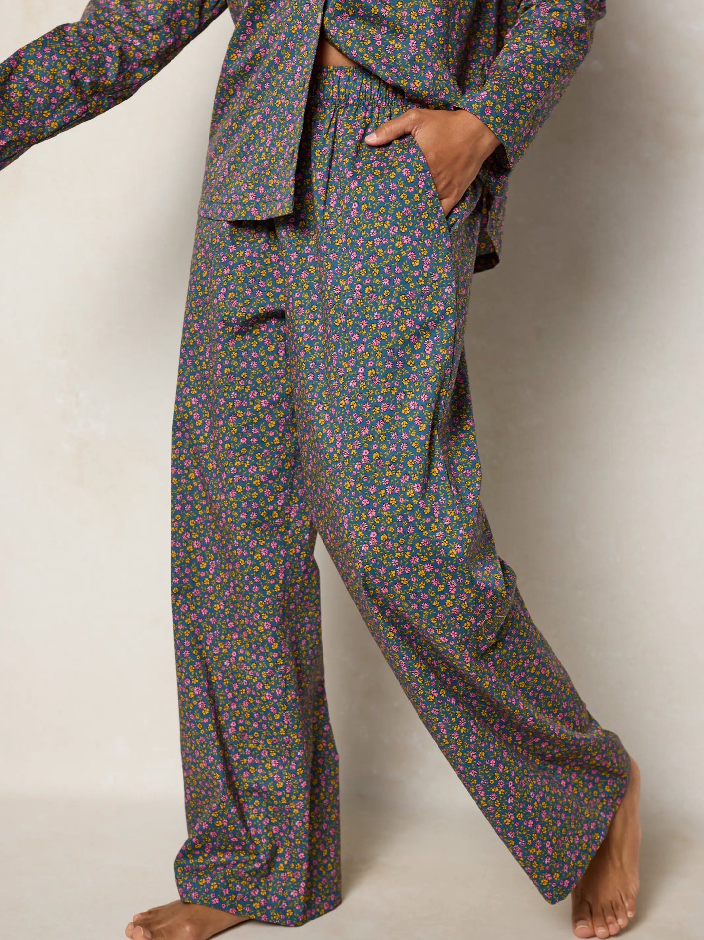 Mix & Match Cotton Pajama Pants - Mari Ditsy Navy