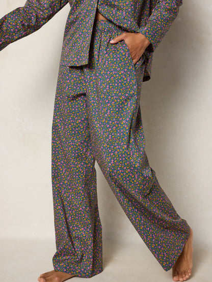 Mix & Match Cotton Pajama Pants - Mari Ditsy Navy