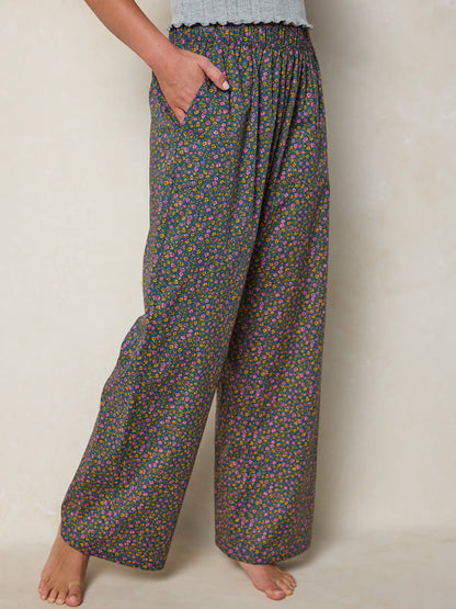 Mix & Match Cotton Pajama Pants - Mari Ditsy Navy