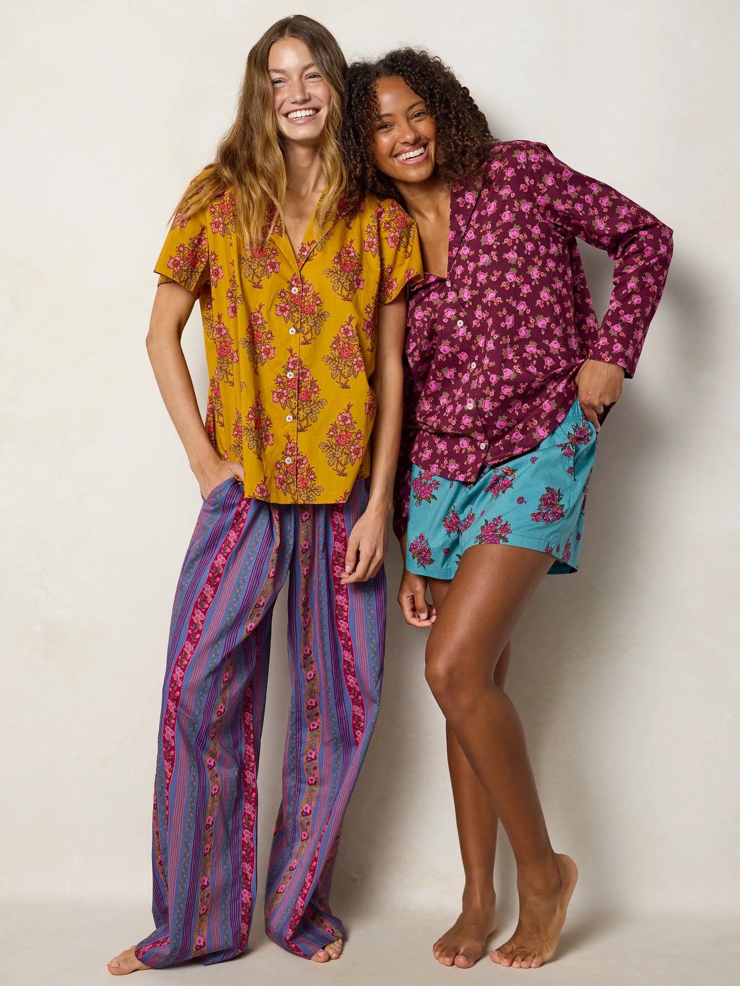 Mix & Match Cotton Pajama Pants - Mari Ditsy Navy
