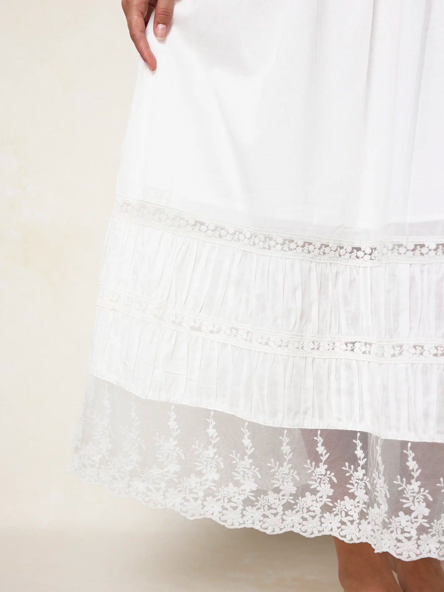 Amber Cotton Lace Maxi Dress - White