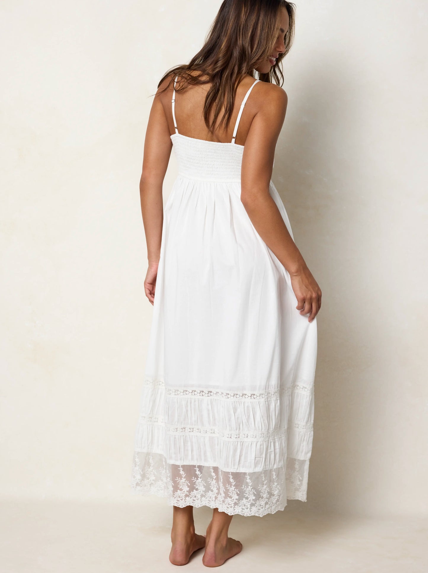 Amber Cotton Lace Maxi Dress - White