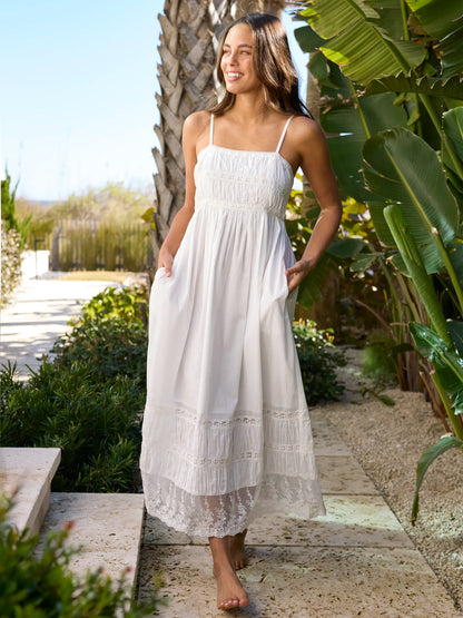 Amber Cotton Lace Maxi Dress - White