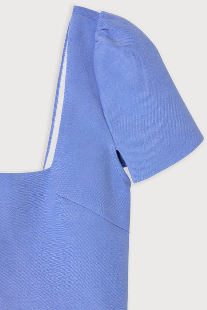 Linen Mix Square Neck Midi Dress