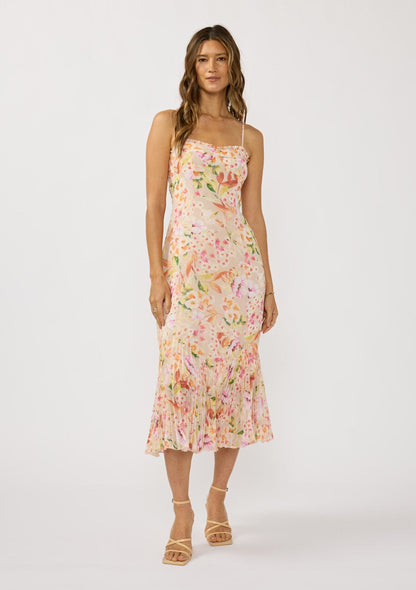 Songbird Pleated Midi Dress