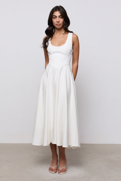 Linen Mix Midi Dress