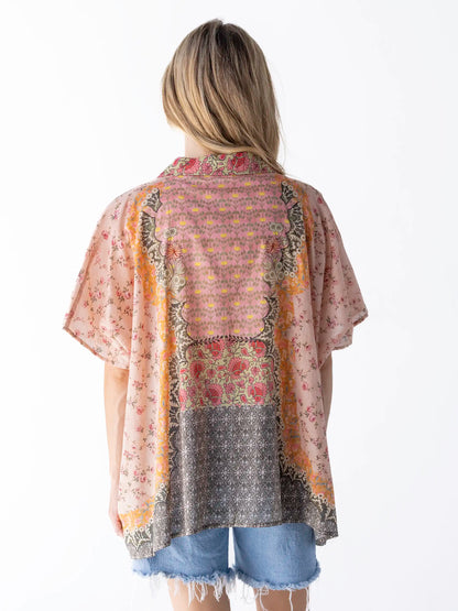 Kelly Oversized Cotton Button Down - Pink Frames