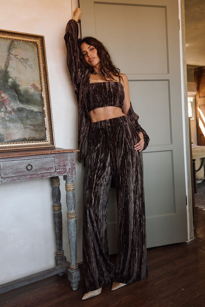 Rhea Espresso Velvet Crop Top