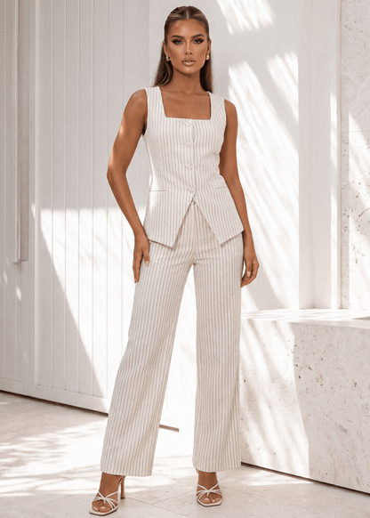 Lost Your Chance Stripe Denim Top - White