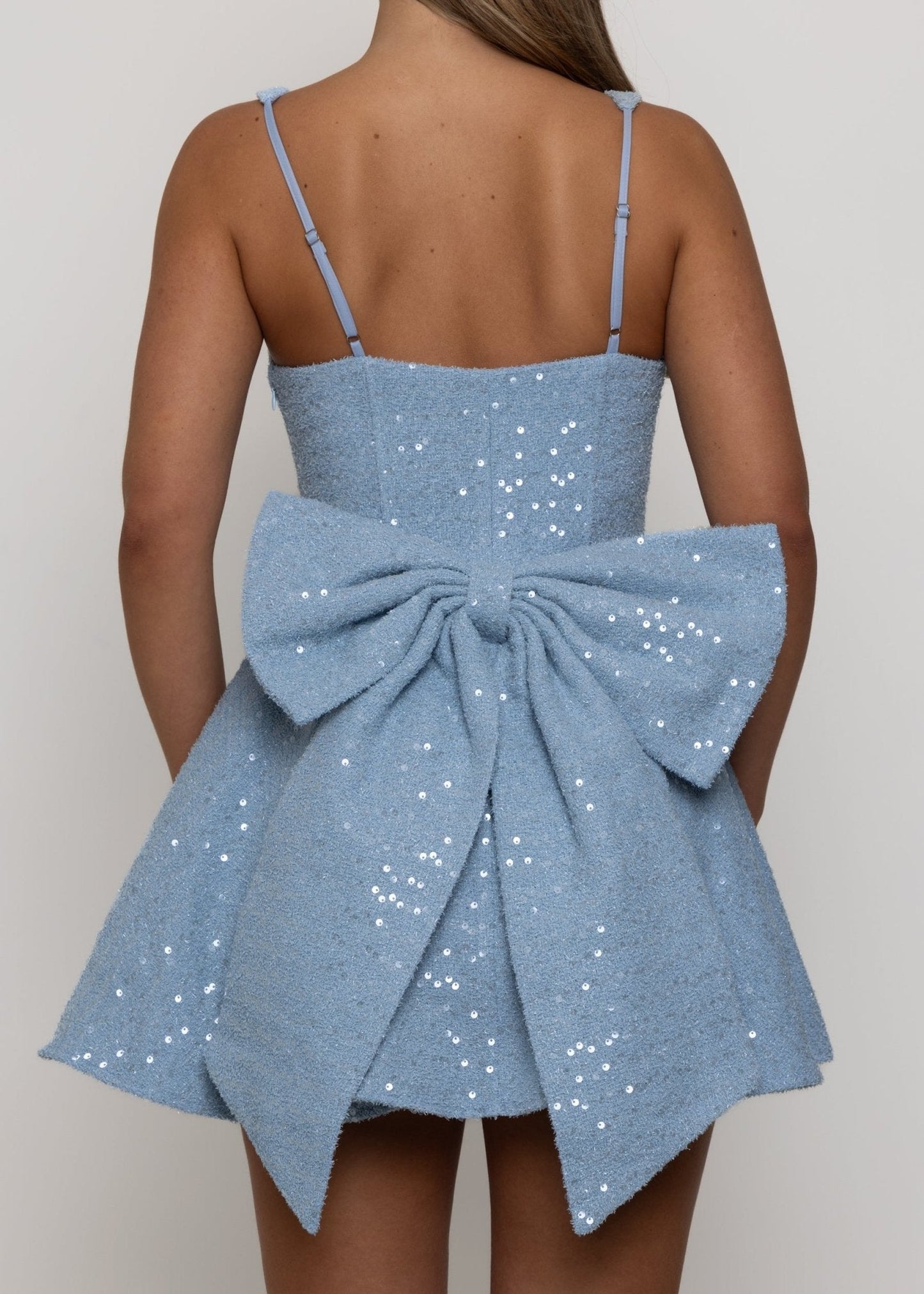Love Letters Bow Mini Dress - Blue