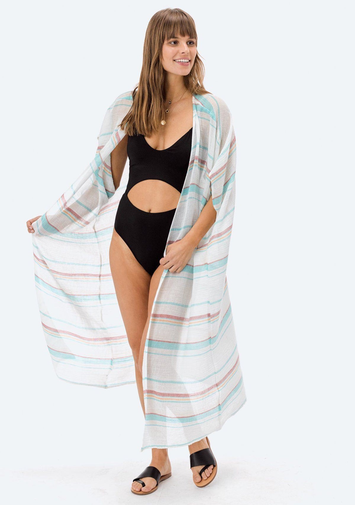 Sarina Striped Maxi Kimono