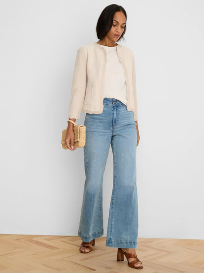 Scallop Trim Weave Mix Knit Jacket