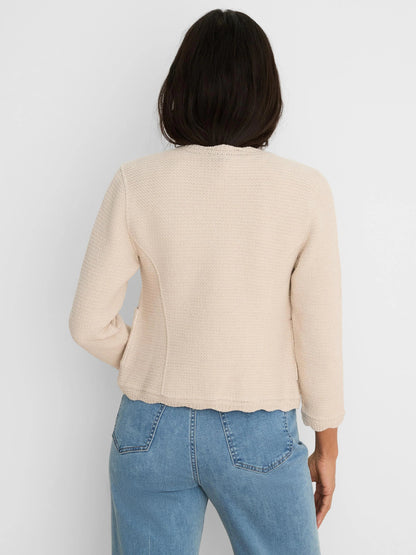 Scallop Trim Weave Mix Knit Jacket