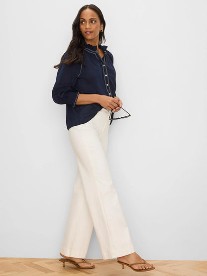Zig Zag Stitch Cotton Crinkle Shirt