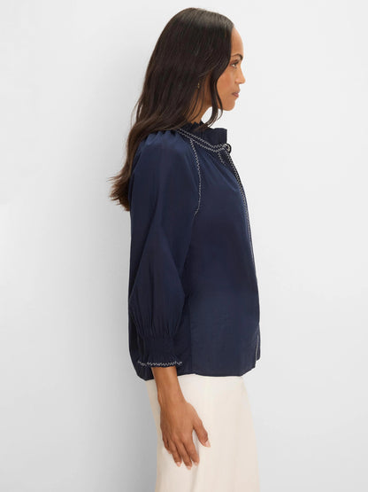Zig Zag Stitch Cotton Crinkle Shirt