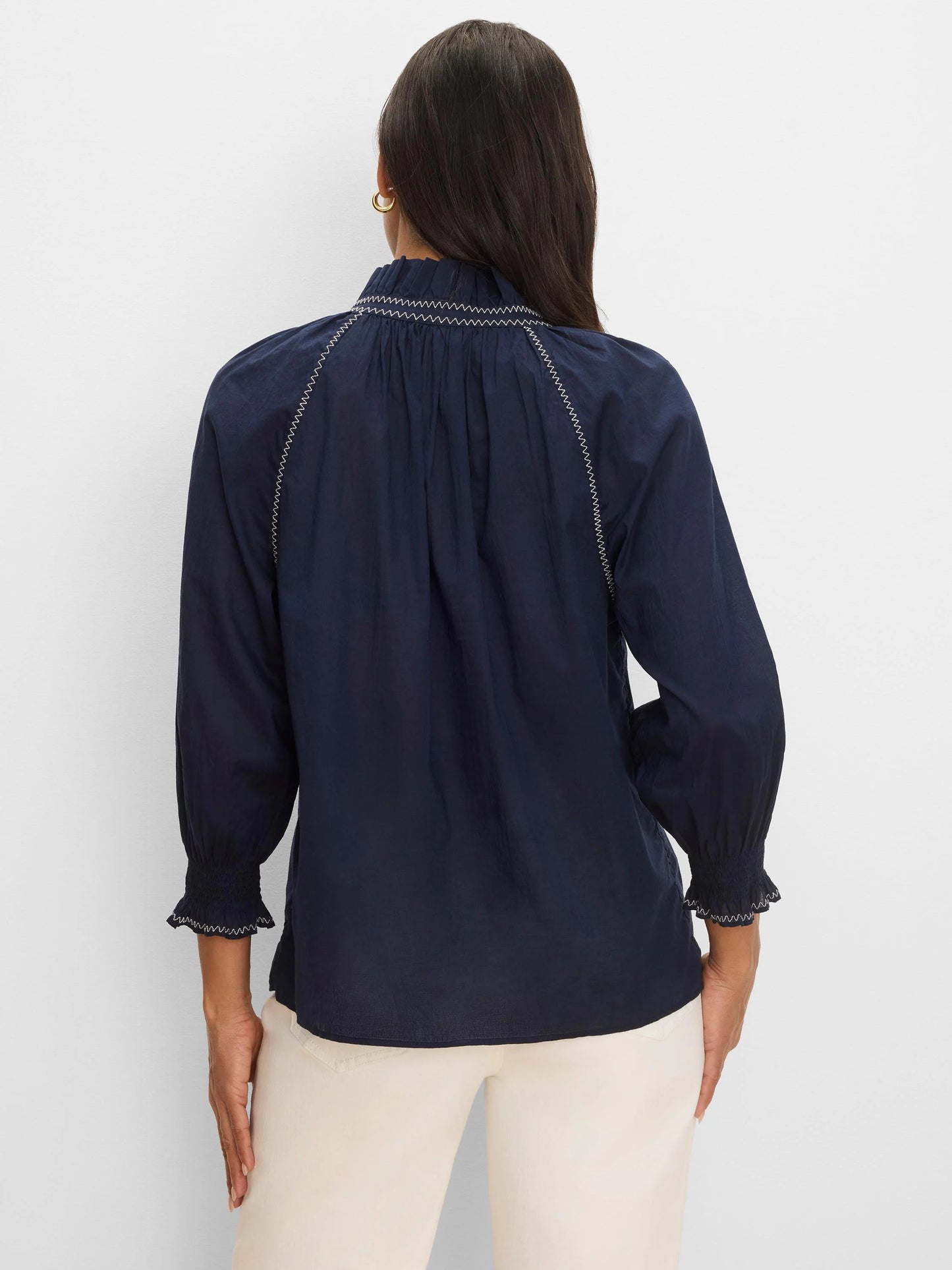 Zig Zag Stitch Cotton Crinkle Shirt