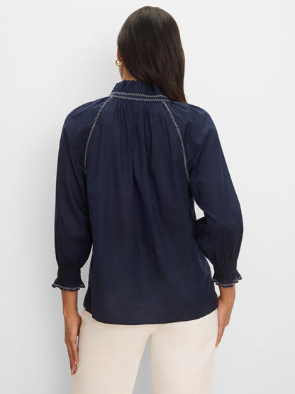 Zig Zag Stitch Cotton Crinkle Shirt