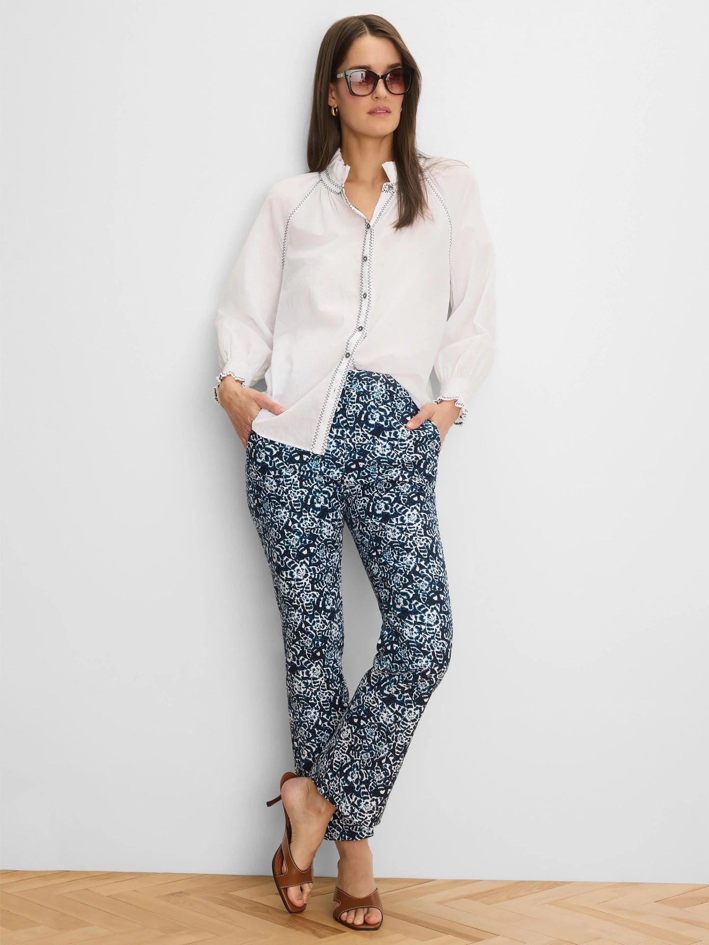 Zig Zag Stitch Cotton Crinkle Shirt