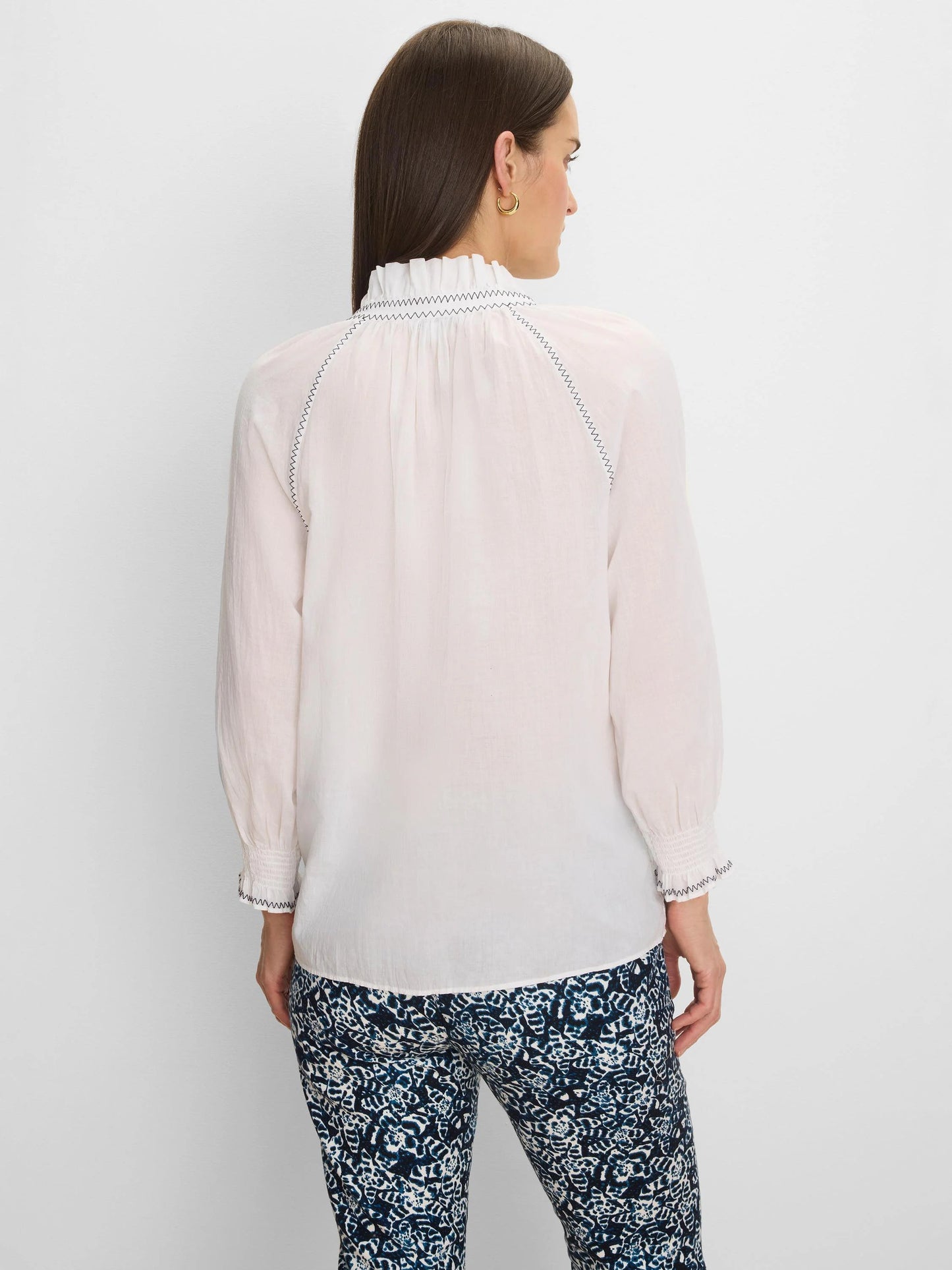 Zig Zag Stitch Cotton Crinkle Shirt