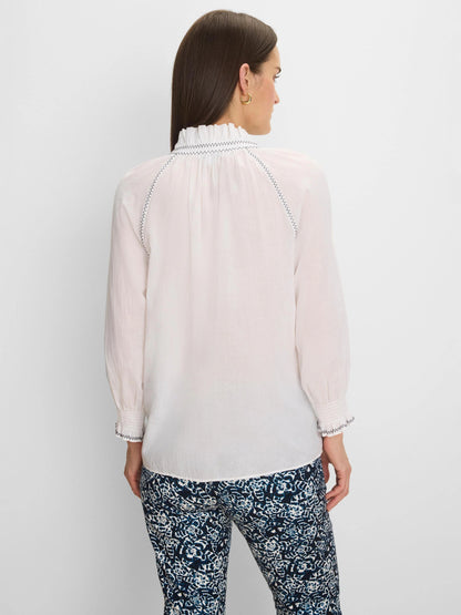 Zig Zag Stitch Cotton Crinkle Shirt