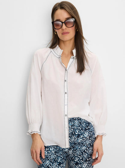 Zig Zag Stitch Cotton Crinkle Shirt