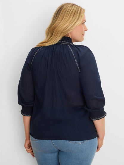 Zig Zag Stitch Cotton Crinkle Shirt