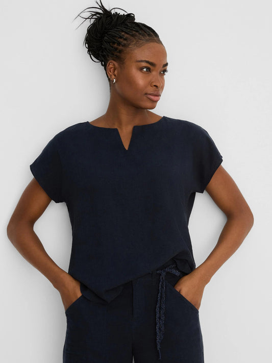 Rumba Linen Split Neck Tee