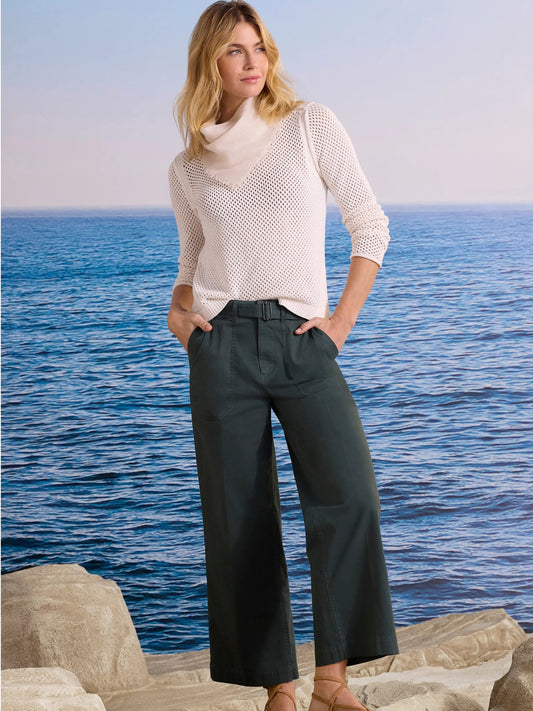 Highland Wide Leg Soft Stretch Belted Ankle Pant