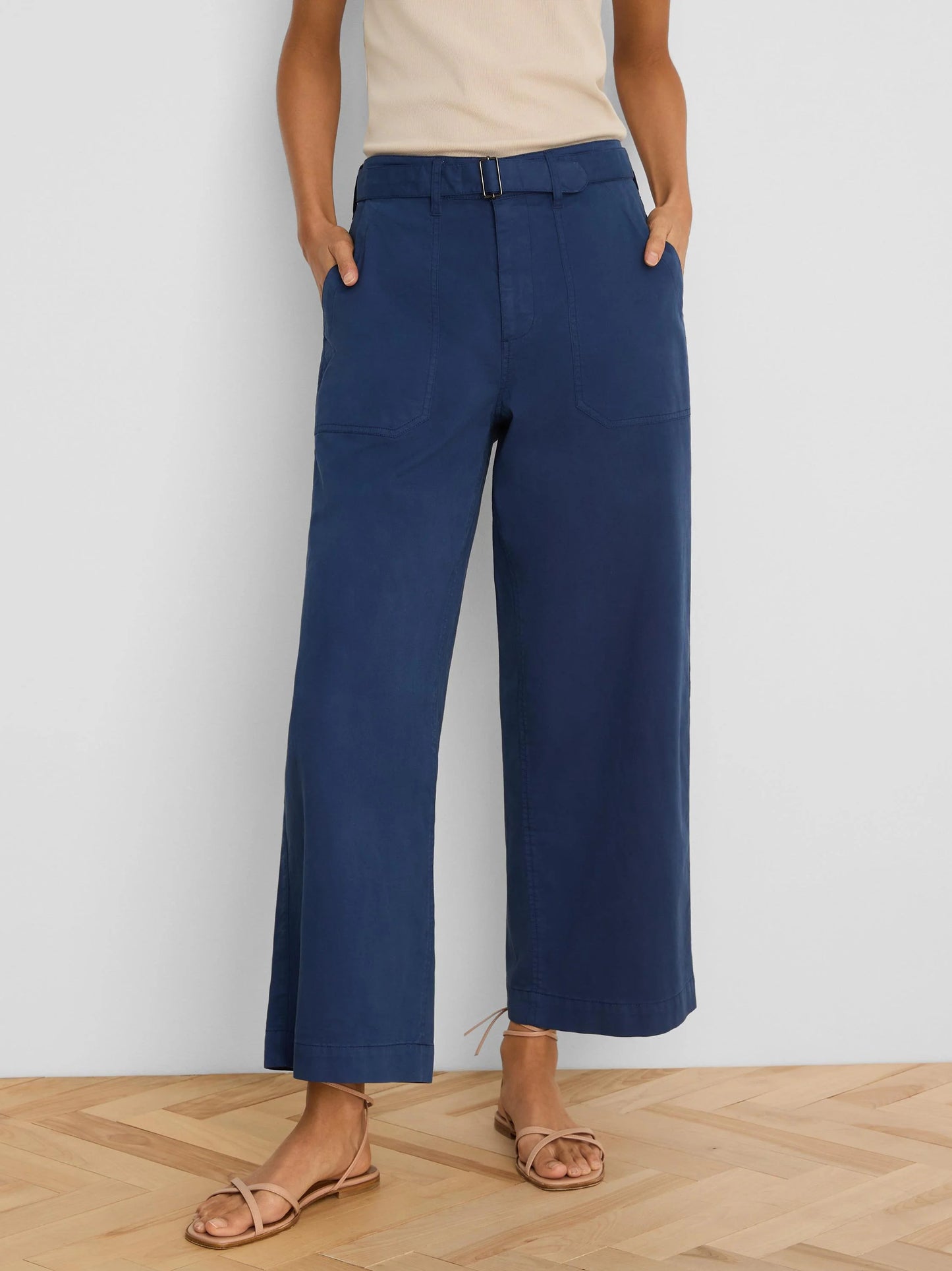 Highland Wide Leg Soft Stretch Belted Ankle Pant