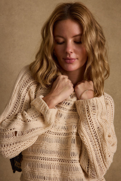 Marela Cream Crochet Sweater
