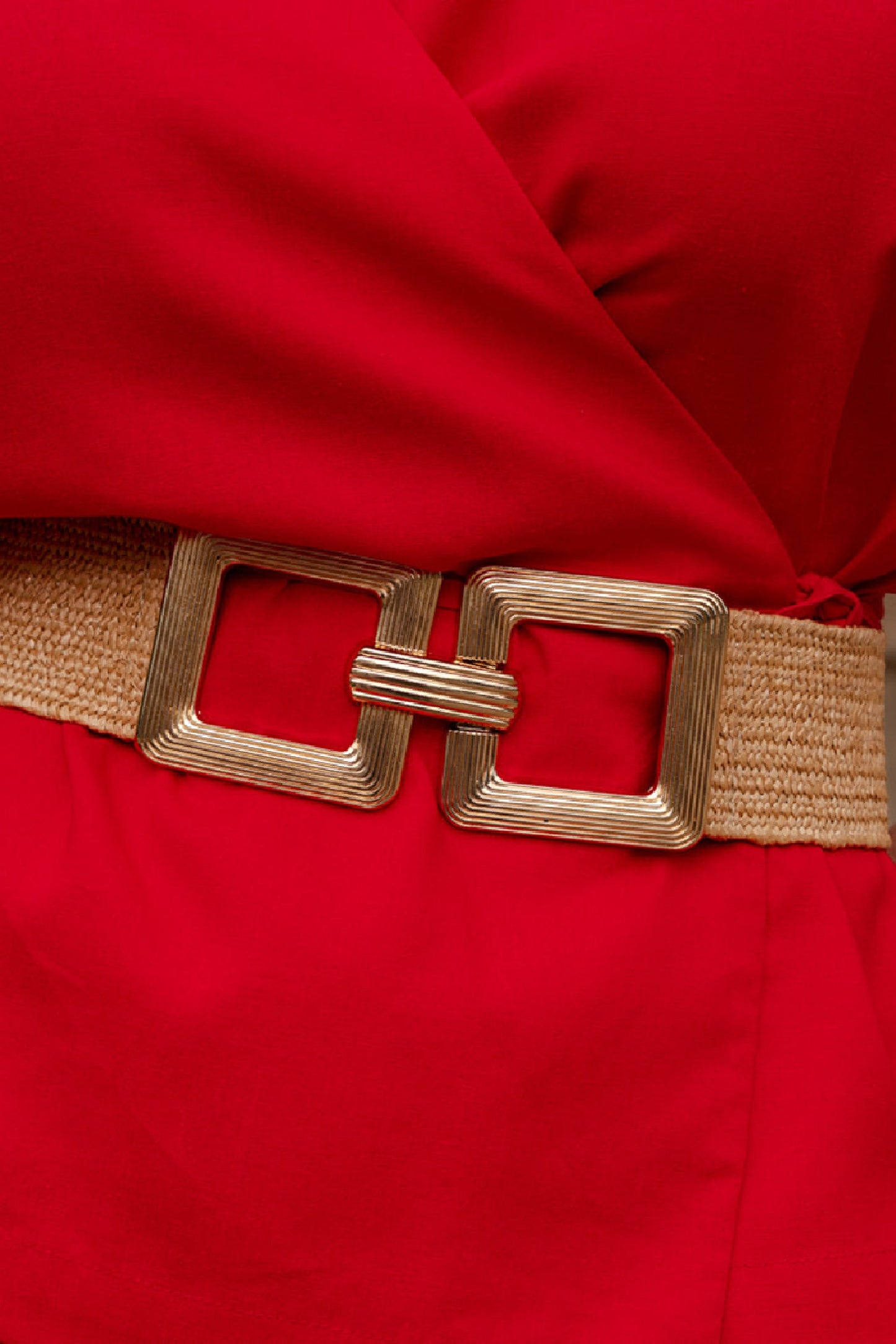 Shaina Large Metal Ring Woven Belt Natural