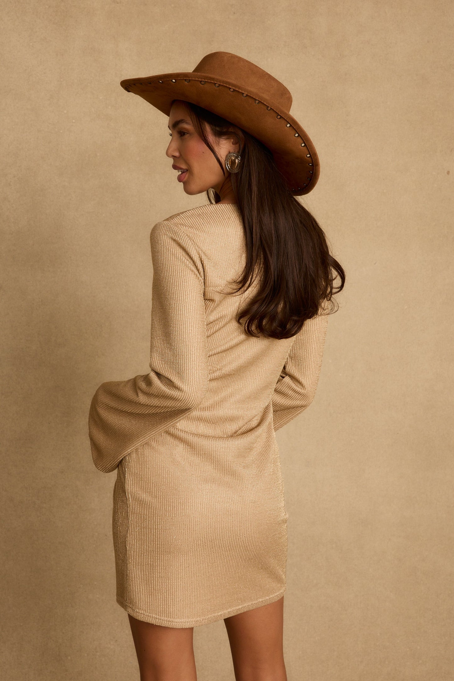 Nerina Gold Lurex Mini Dress