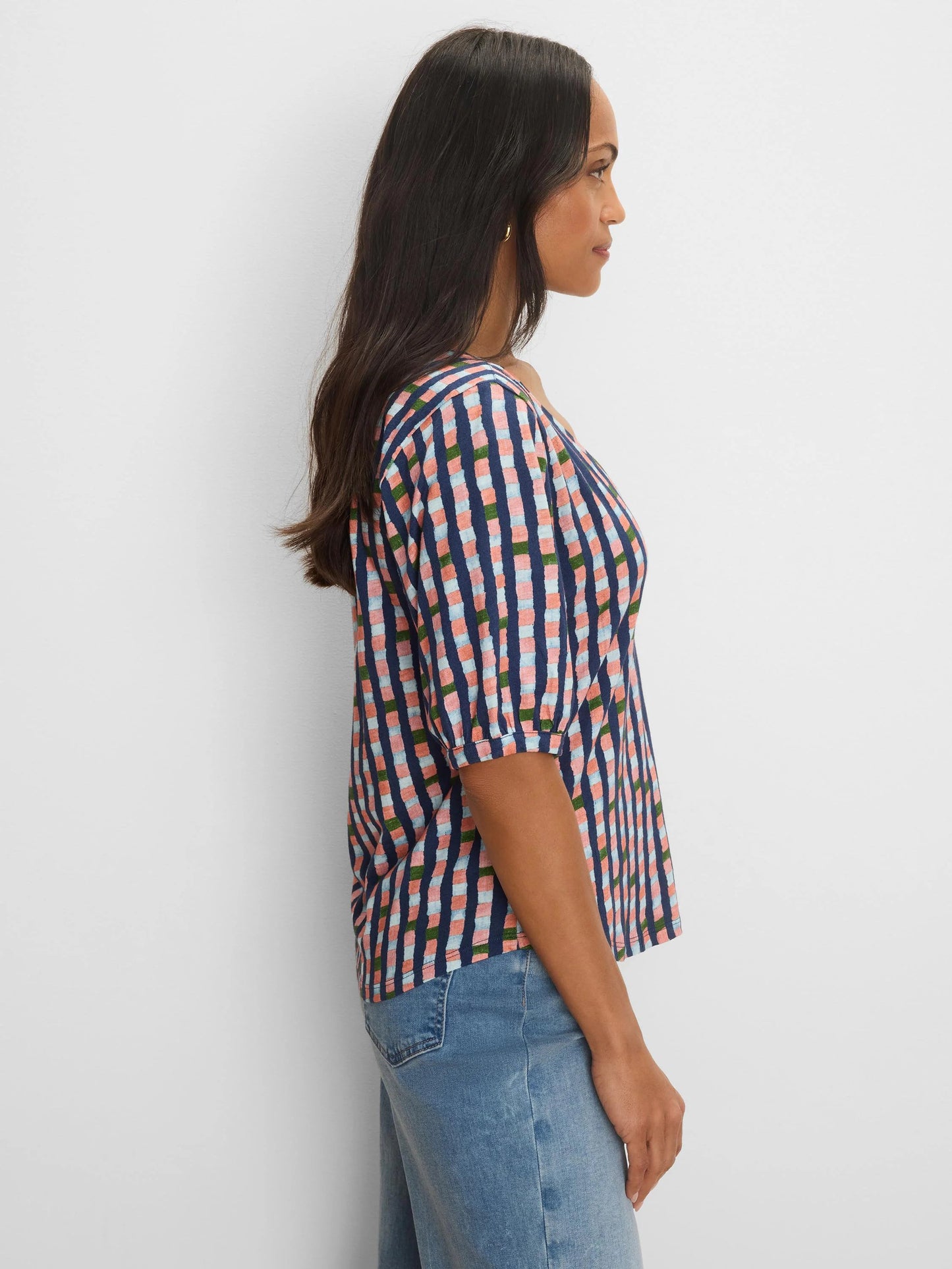 NZT Elbow Sleeve Reef Stripe V-Neck Tee