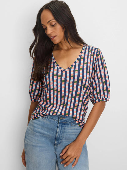 NZT Elbow Sleeve Reef Stripe V-Neck Tee