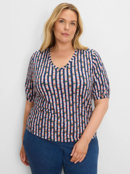 NZT Elbow Sleeve Reef Stripe V-Neck Tee