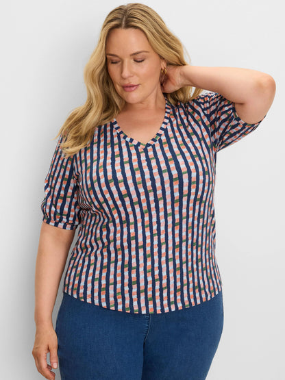 NZT Elbow Sleeve Reef Stripe V-Neck Tee