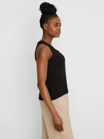 NZT Ruffle Neck Cotton Slub Layer Tank
