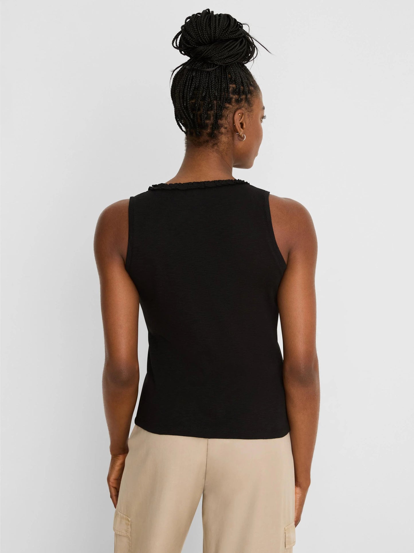 NZT Ruffle Neck Cotton Slub Layer Tank