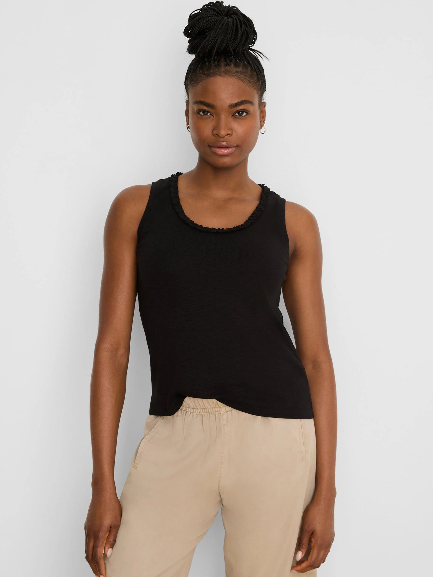 NZT Ruffle Neck Cotton Slub Layer Tank