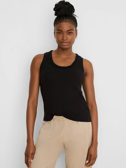 NZT Ruffle Neck Cotton Slub Layer Tank