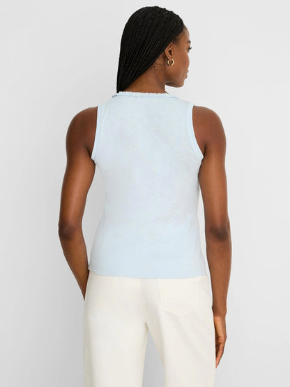 NZT Ruffle Neck Cotton Slub Layer Tank