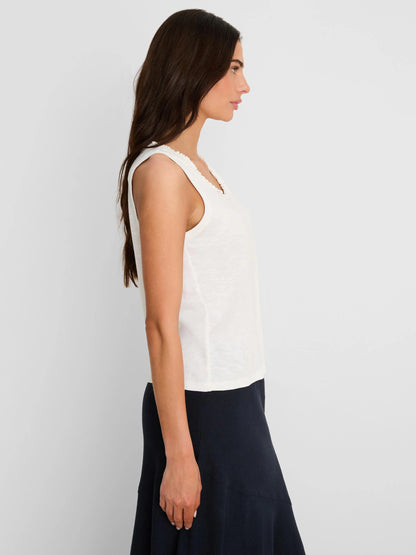 NZT Ruffle Neck Cotton Slub Layer Tank