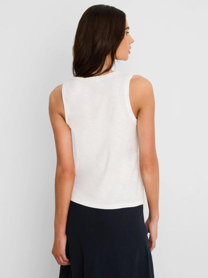 NZT Ruffle Neck Cotton Slub Layer Tank
