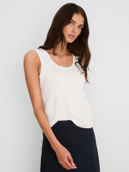 NZT Ruffle Neck Cotton Slub Layer Tank