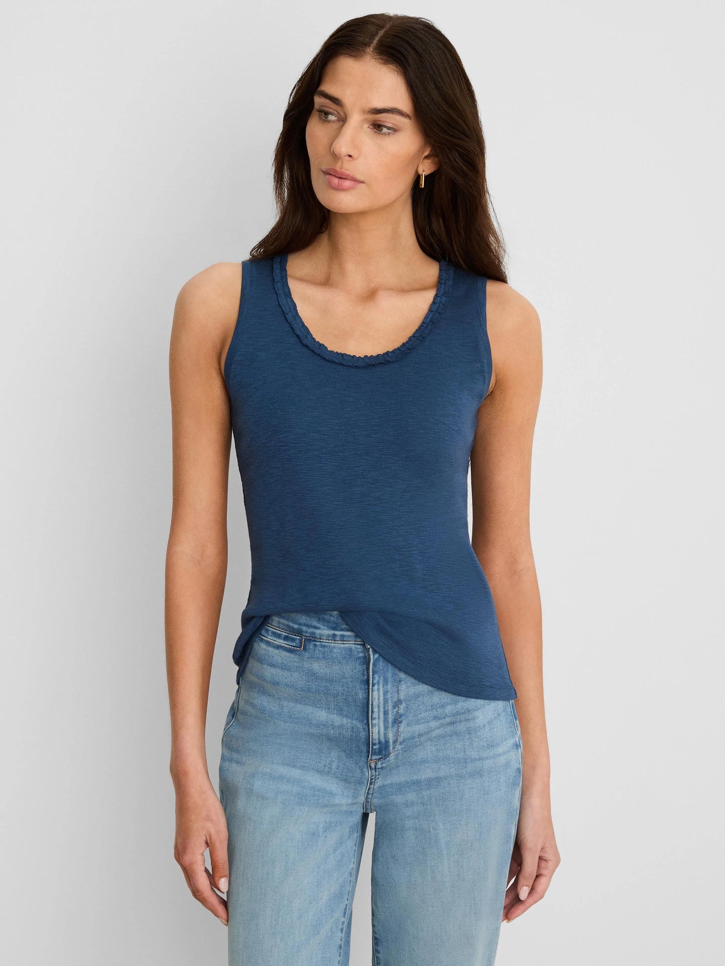 NZT Ruffle Neck Cotton Slub Layer Tank
