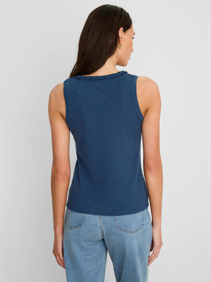 NZT Ruffle Neck Cotton Slub Layer Tank